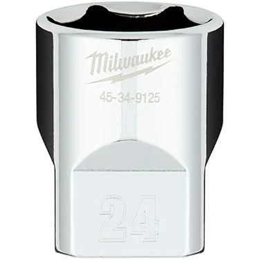 Milwaukee 45-34-9125 1/2" Drive 24mm Metric 6-Point Socket with FOUR FLAT Sides