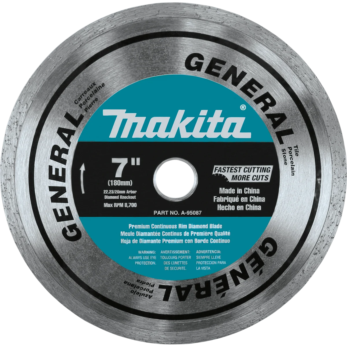 7" Diamond Blade, Continuous Rim, General Purpose