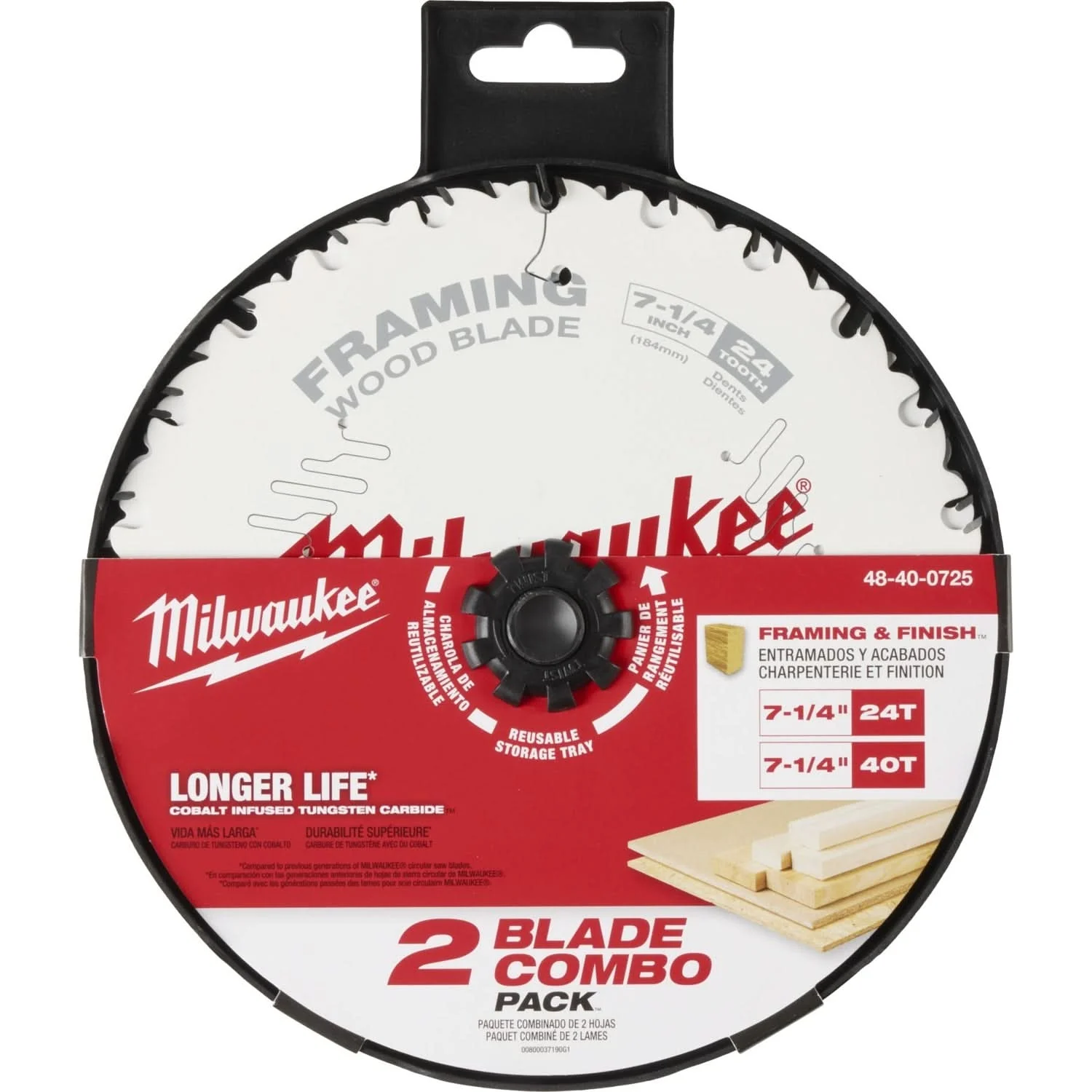 Milwaukee 48-40-0725 7-1/4" 24-Tooth & 40-Tooth Circular Saw Blade 2PK