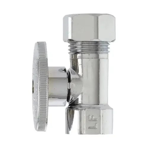 Plumb Pak Shut-Off Valve, 1/2 x 3/8 in Connection, FIP x Compression, Brass Body Chrome
