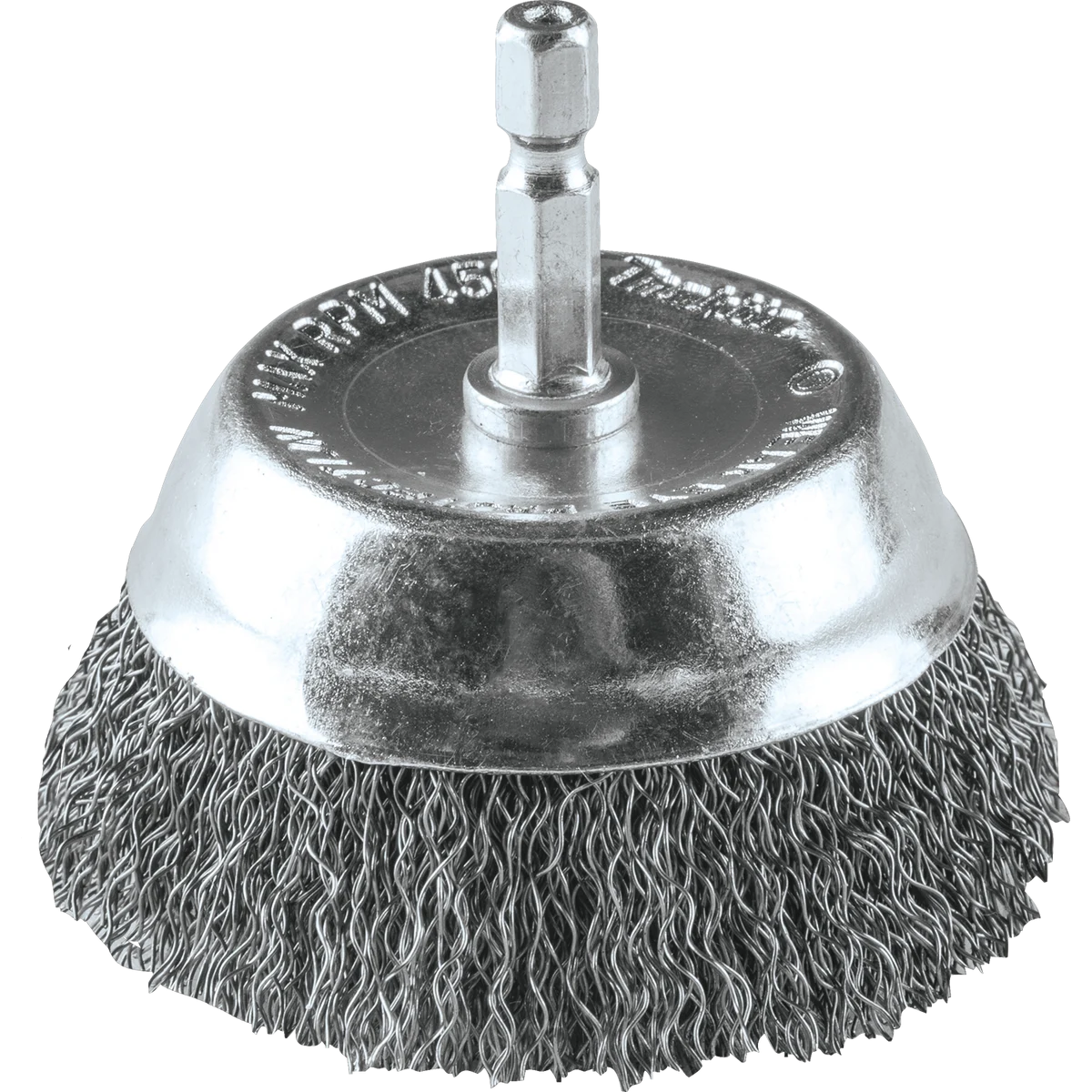 3" Crimped Wire Cup Brush, 1/4" Hex Shank