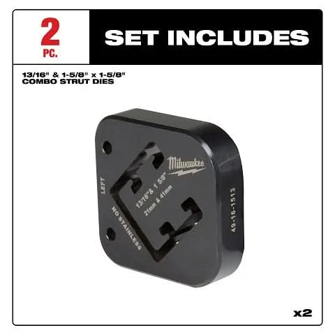 Milwaukee 49-16-1513 13/16" & 1-5/8" x 1-5/8" Combination Strut Shearing Dies