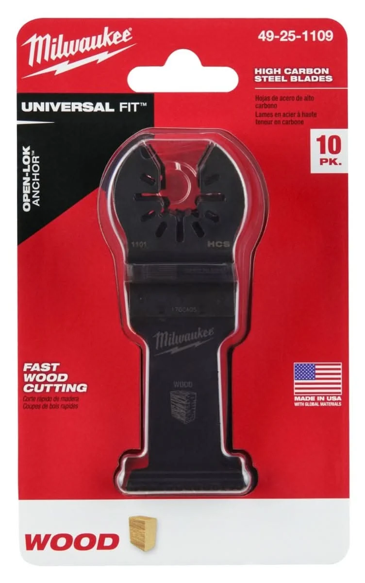 Milwaukee 49-25-1109 Open-Lok 1-3/8-Inch Hcs Wood Blade, 10-Pack