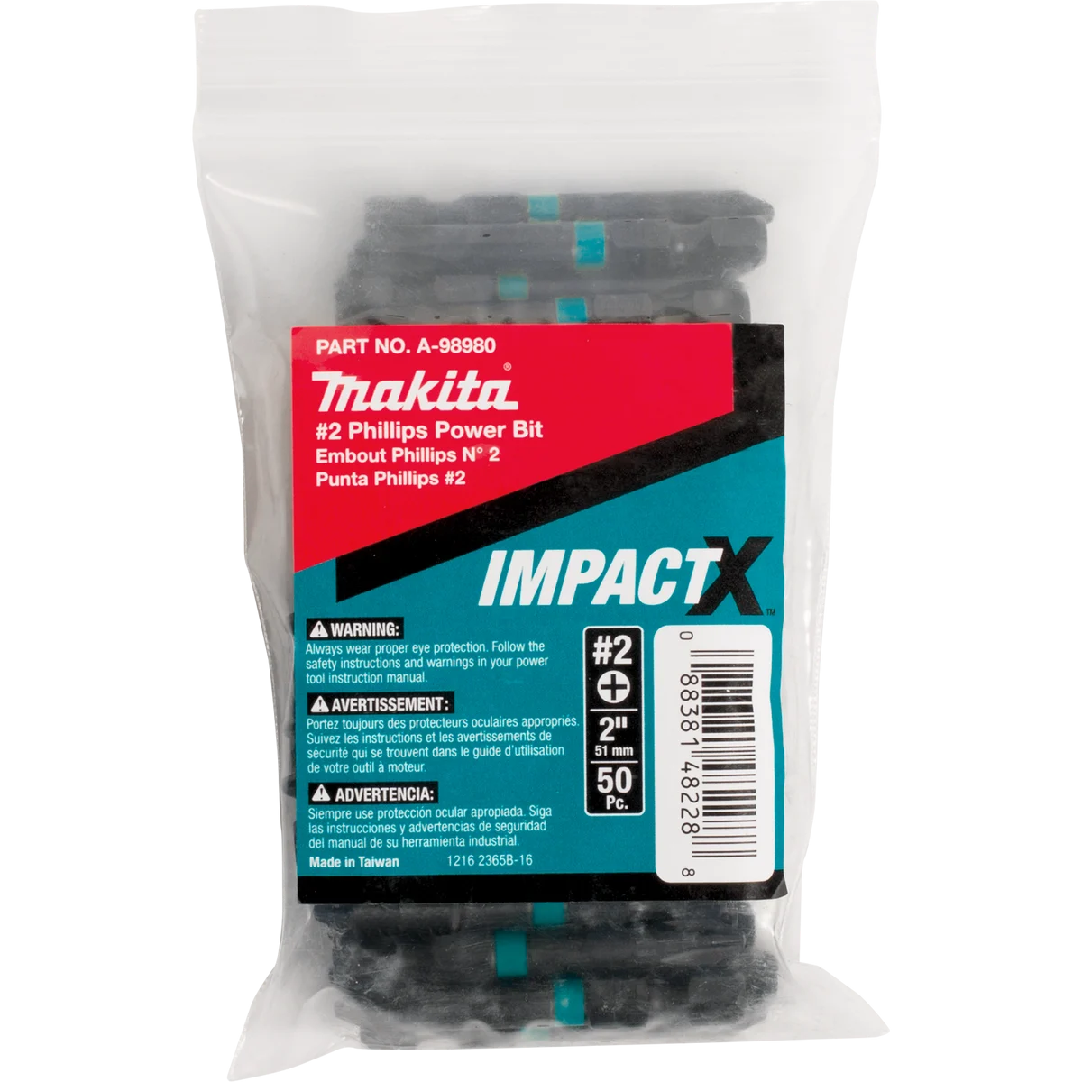 ImpactX™ #2 Phillips 2″ Power Bit, 50/pk, Bulk