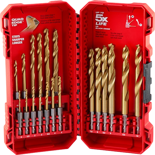 SHOCKWAVE Impact Duty™ RED HELIX™ Titanium Metric Drill Bit Set - 19PC