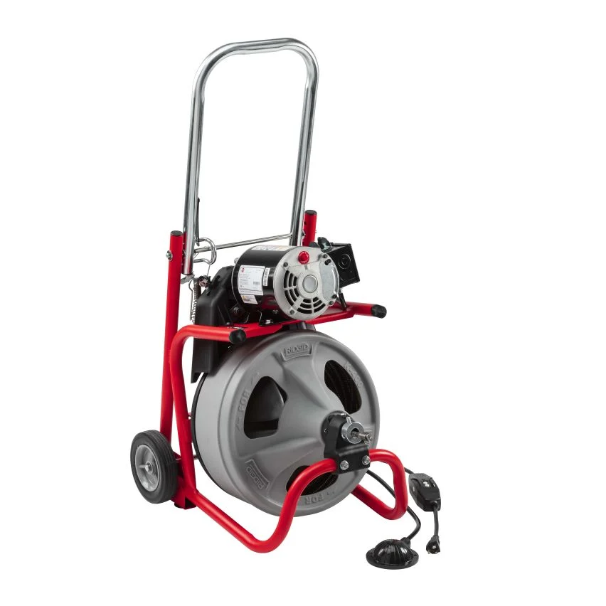 K-400 AutoFeed Drain Cleaning Snake Auger 120-Volt Drum Machine and C-32IW 3/8 in. x 75 ft. Cable + Tool Set & Gloves