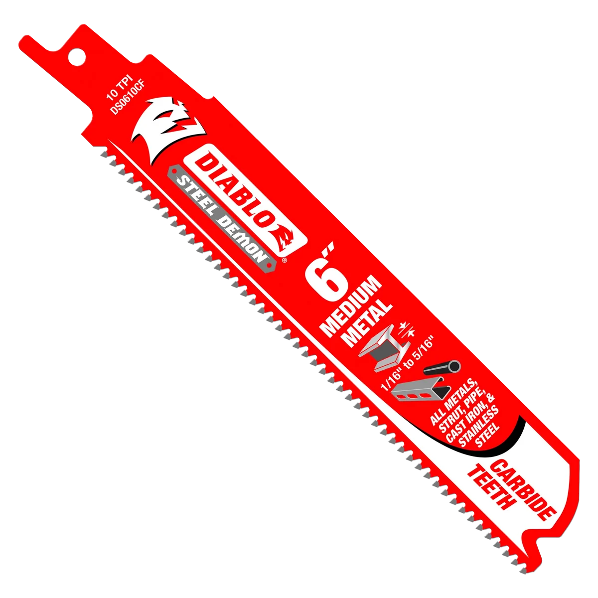 6" 10TPI Steel Demon™ Carbide Teeth Reciprocating Saw Blades for Medium Metal (10-Pack)