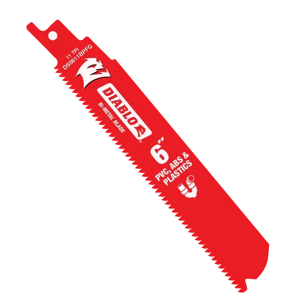 6" 11TPI Bi-Metal Reciprocating Saw Blade for PVC, ABS, and Plastics (5-pk)