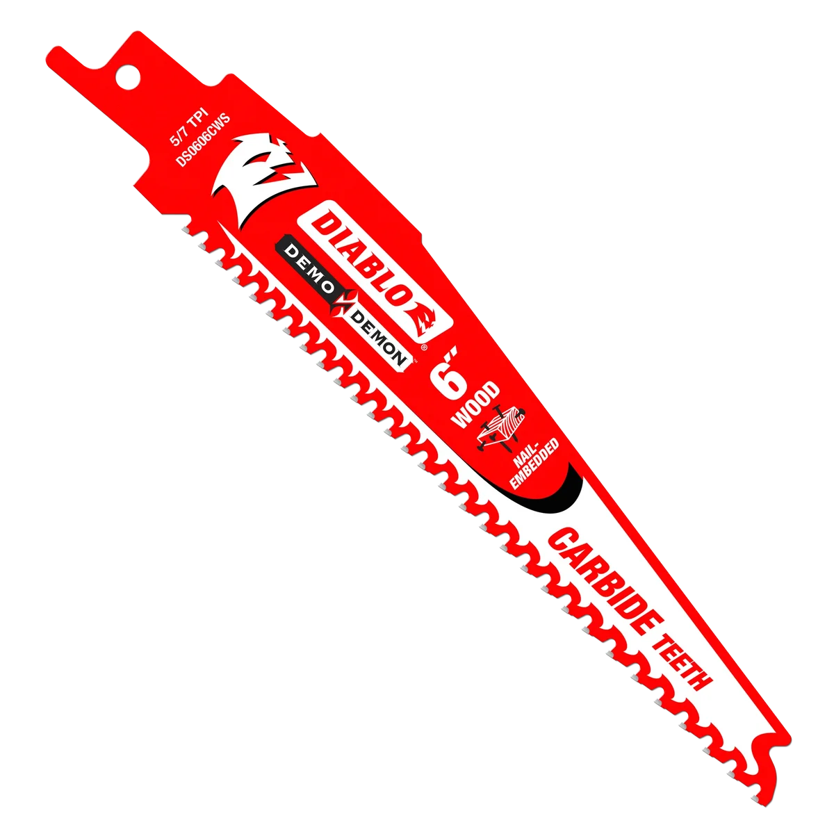 6" 5/7TPI Demo Demon™ Carbide Teeth Reciprocating Saw Blades for Nail-Embedded Wood (10-Pack)
