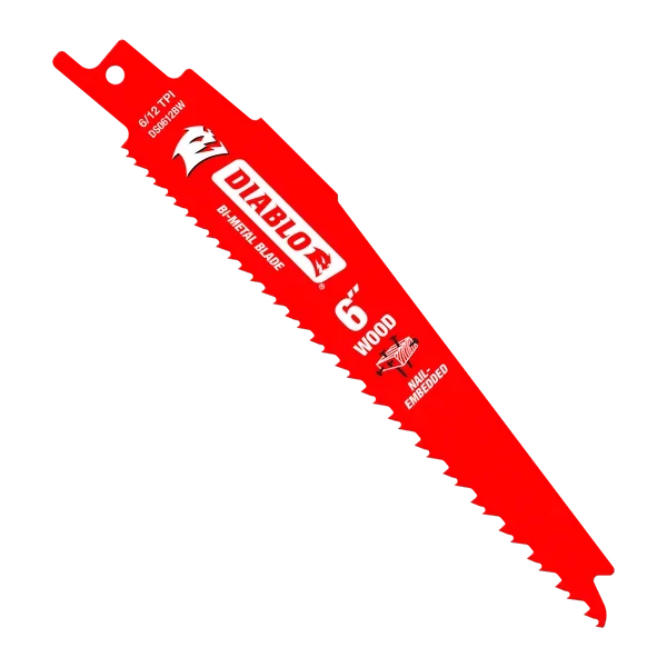 6" 6/12TPI Bi-Metal Reciprocating Saw Blades for Nail-Embedded Wood (25-Pack)