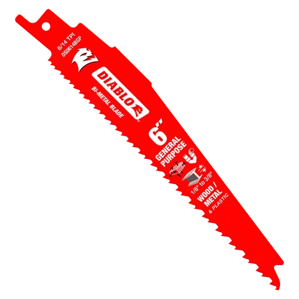 6" Bi-Metal Reciprocating Saw Blade for Nail-Embedded Wood, Metal, and Plastic (25-Pack)