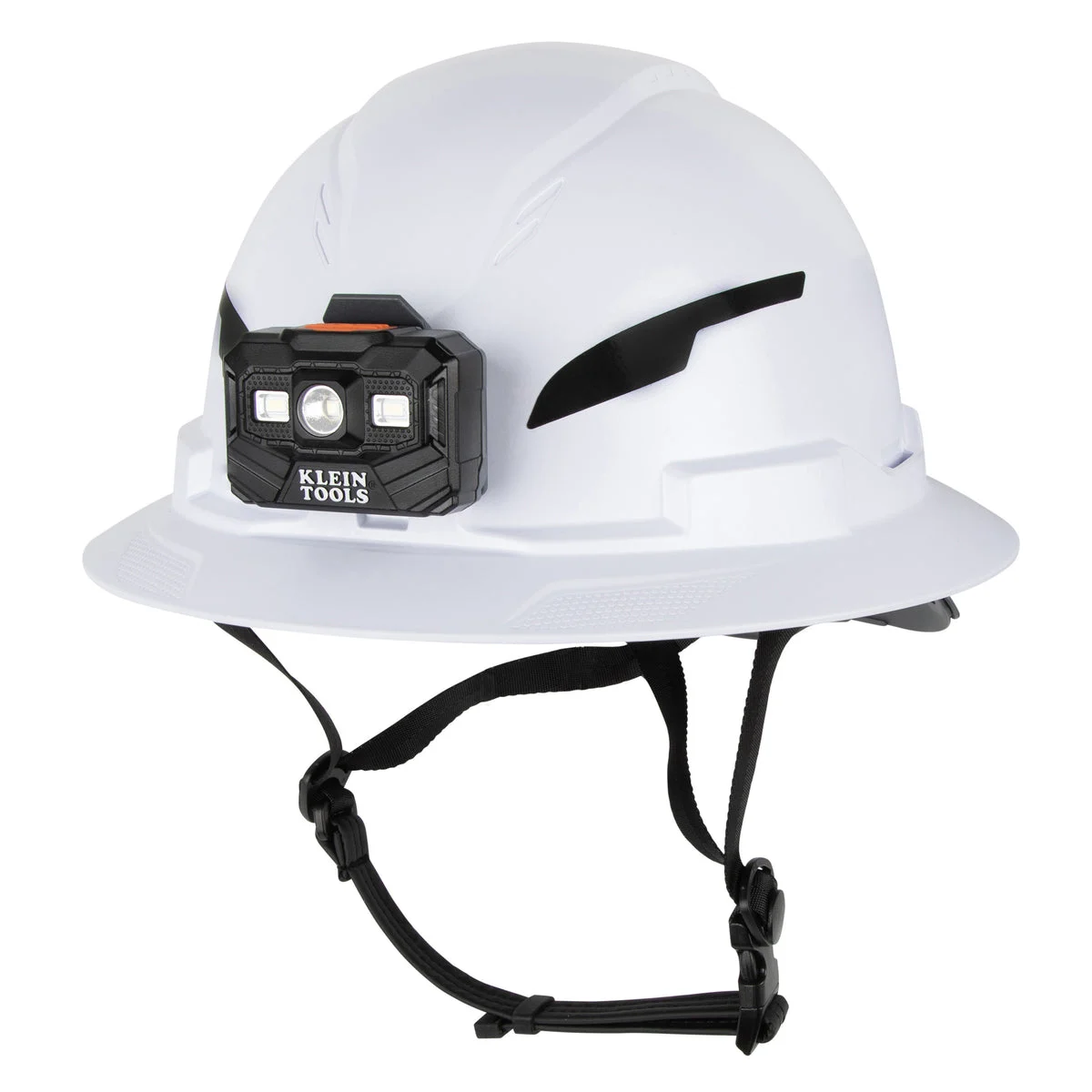 Type-2 Hard Hat, Non-Vented Full Brim with Rechargeable Headlamp, White