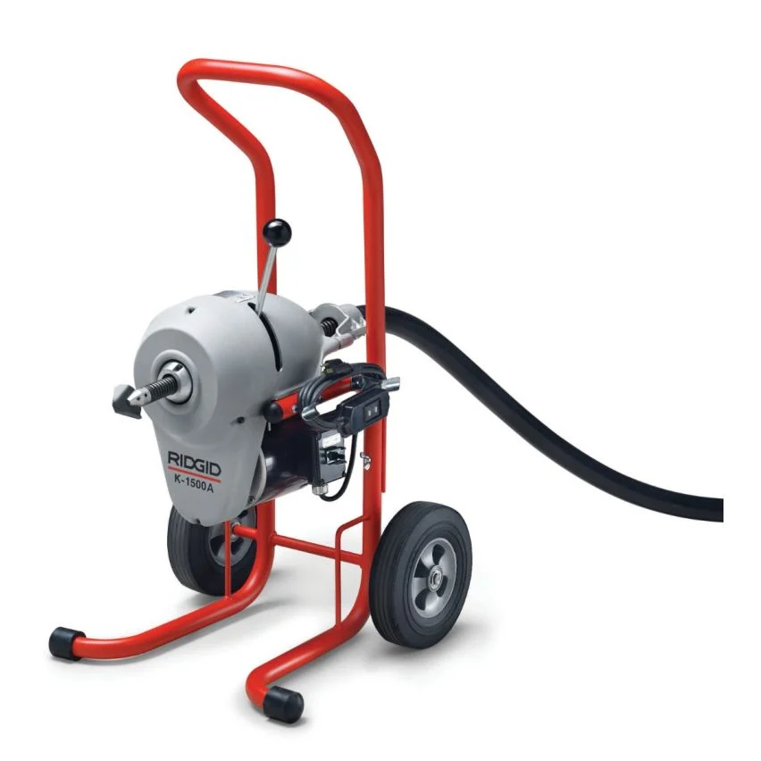 K-1500A Machine with A-1 Mitt, A-12 Pin Key, and Rear Guide Hose, Plus: Seven Sections 1 1/4" (32 mm) (C-11) Cable, Total 105 Feet, Two A-8 Cable Carriers, Nine-Piece 1 1/4" Tool Set