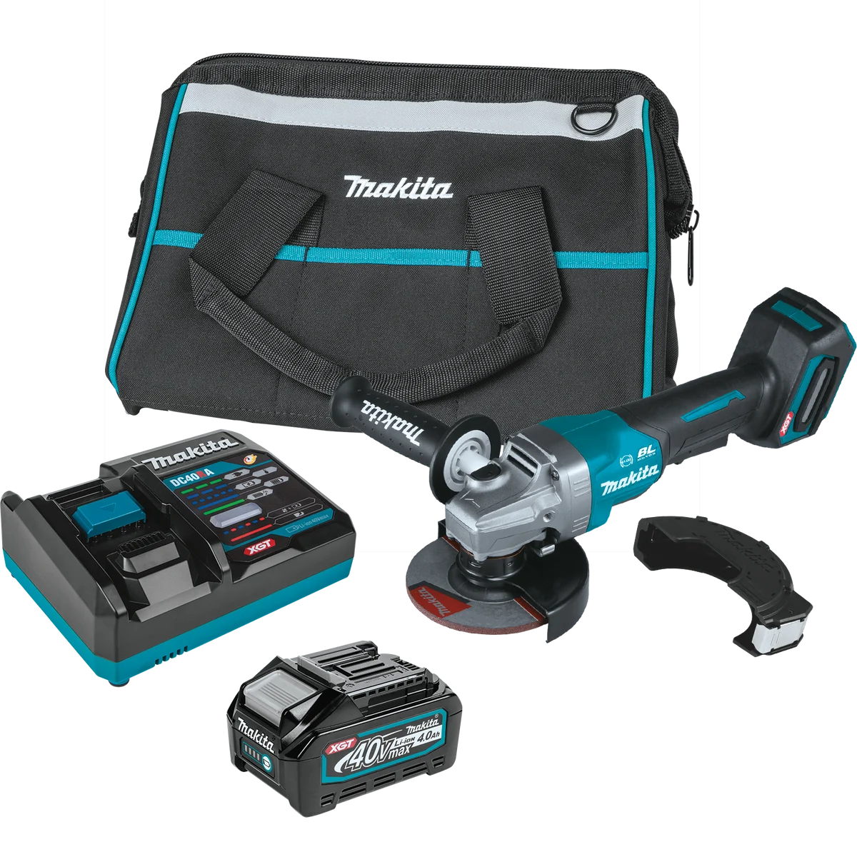 40V max XGT® Brushless Cordless 4‑1/2” / 5" Paddle Switch Angle Grinder Kit, with Electric Brake (4.0Ah)
