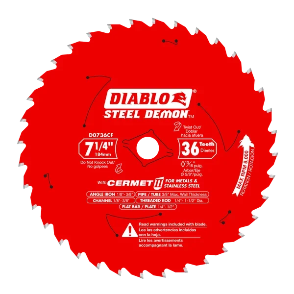 7-1/4" x 36-Teeth Steel Demon™ Cermet II Saw Blade for Thick Metal
