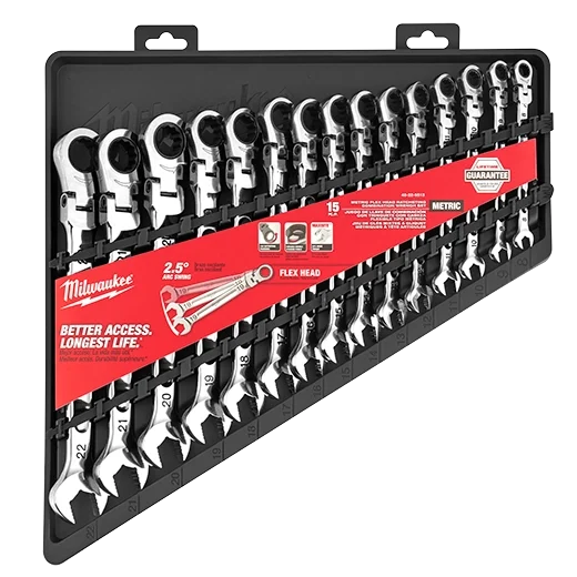 15pc Metric Flex Head Ratcheting Combination Wrench