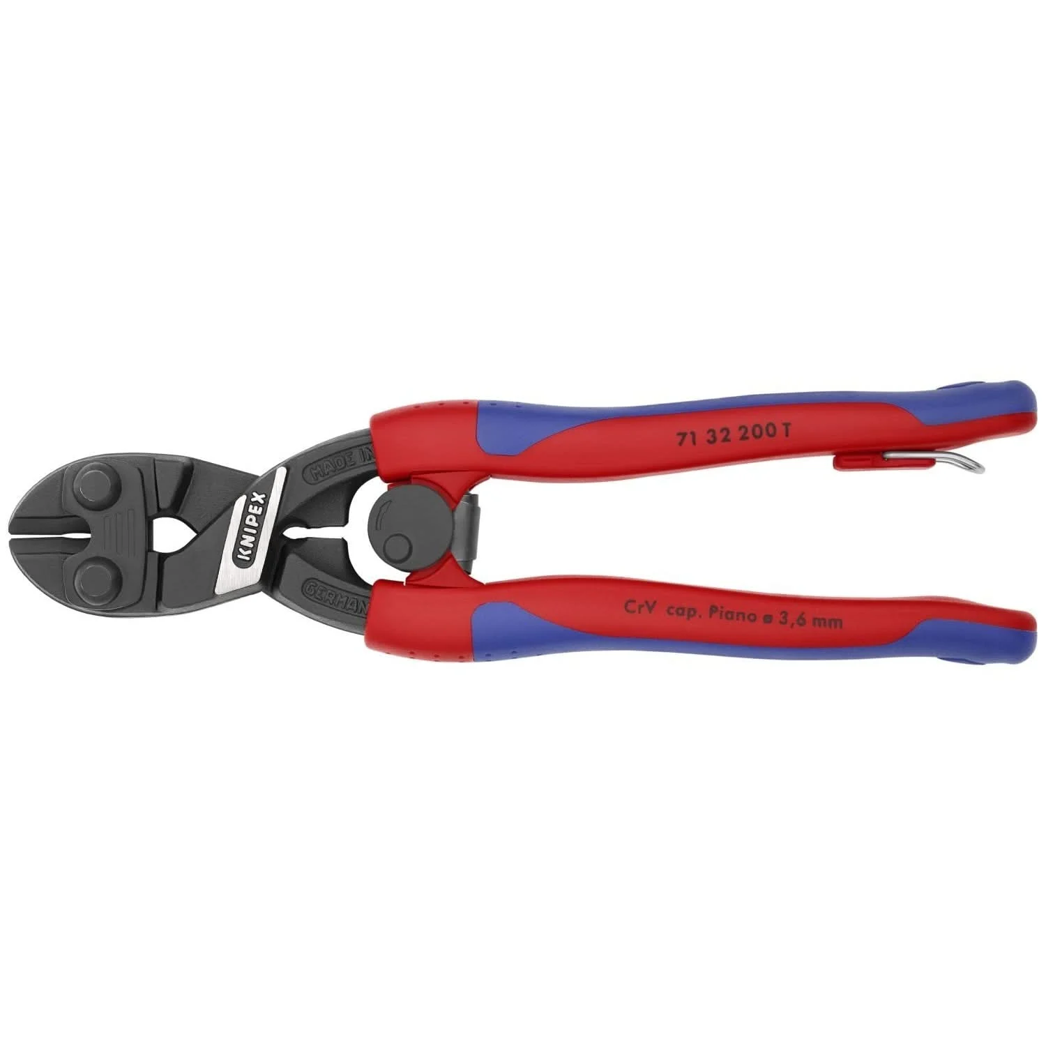 Knipex 71 32 200 T BKA CoBolt High Leverage Compact Bolt Cutter-Notched Blade-Tethered Attachment