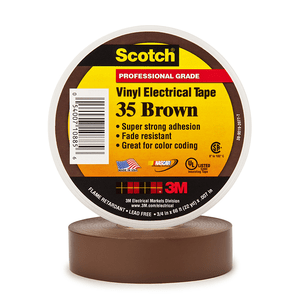 Scotch® Vinyl Color Coding Electrical Tape 35, 19 mm x 20.1 m, Brown