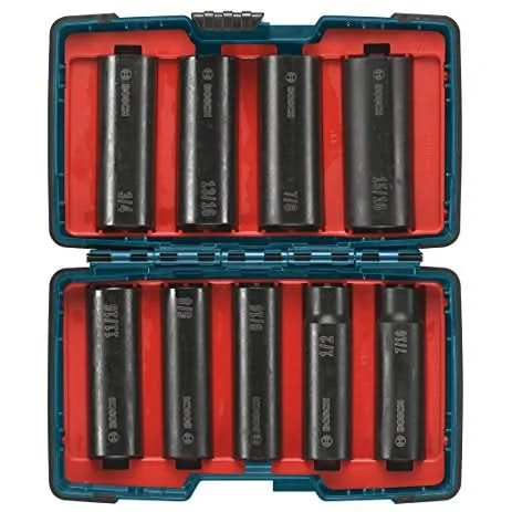 Bosch 27286 9-Piece Impact Tough Socket Set for 1/2" Drive