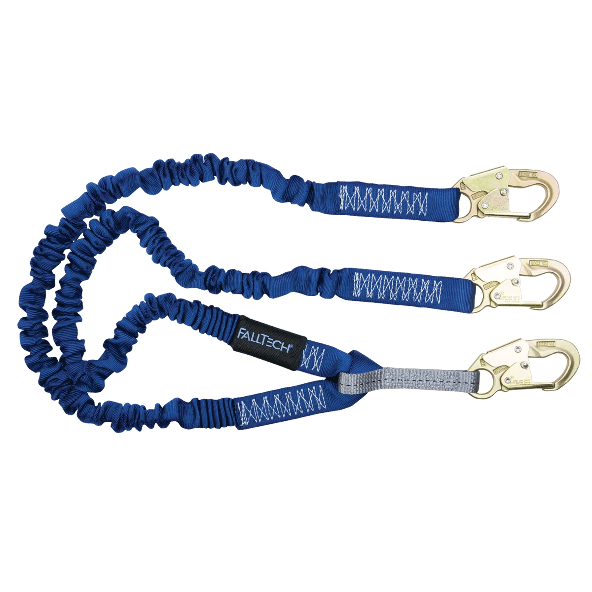 FALLTECH 4-1/2' - 6' ELASTECH® Energy Absorbing Lanyard, Double-Leg w/ Steel Snap Hooks