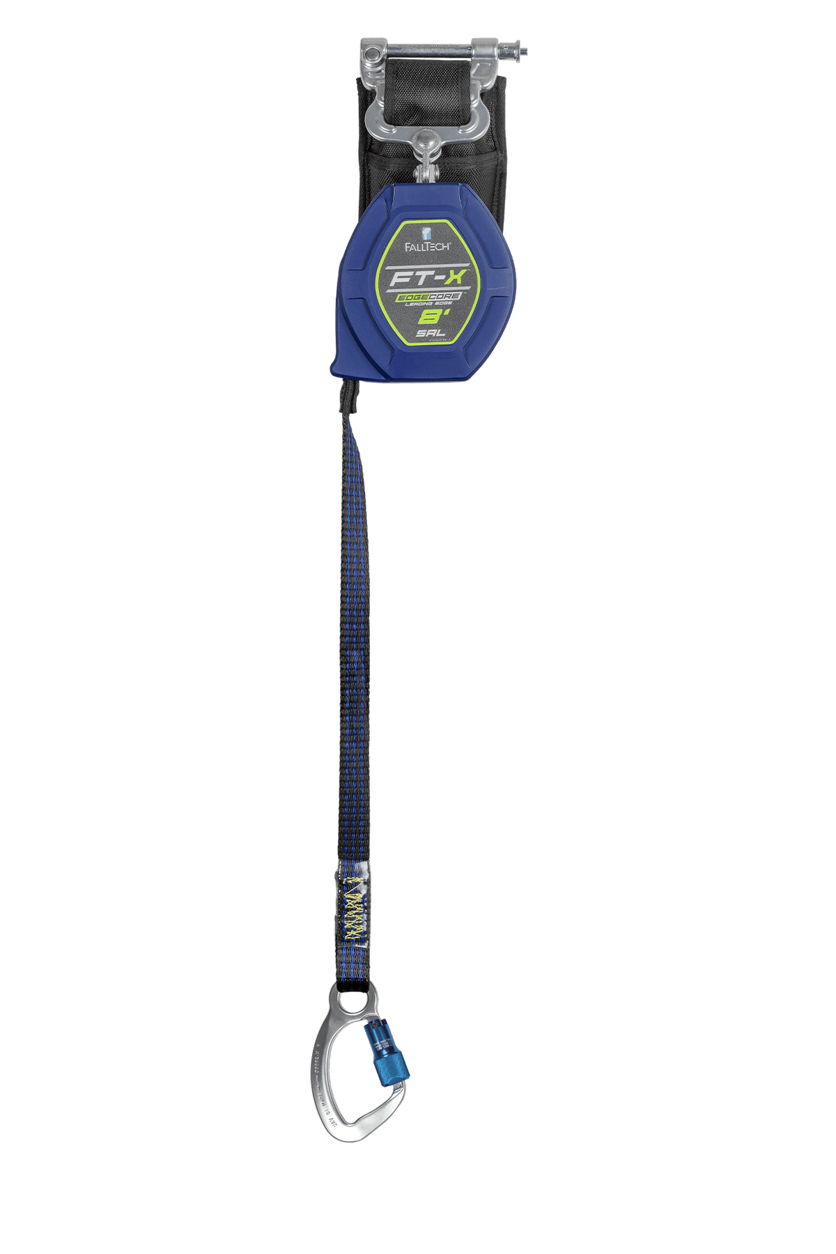 FALLTECH 8' FT-X™ EDGECORE™ Class 2 Leading Edge Personal SRL-P, Single-Leg w/ Aluminum CE Carabiner