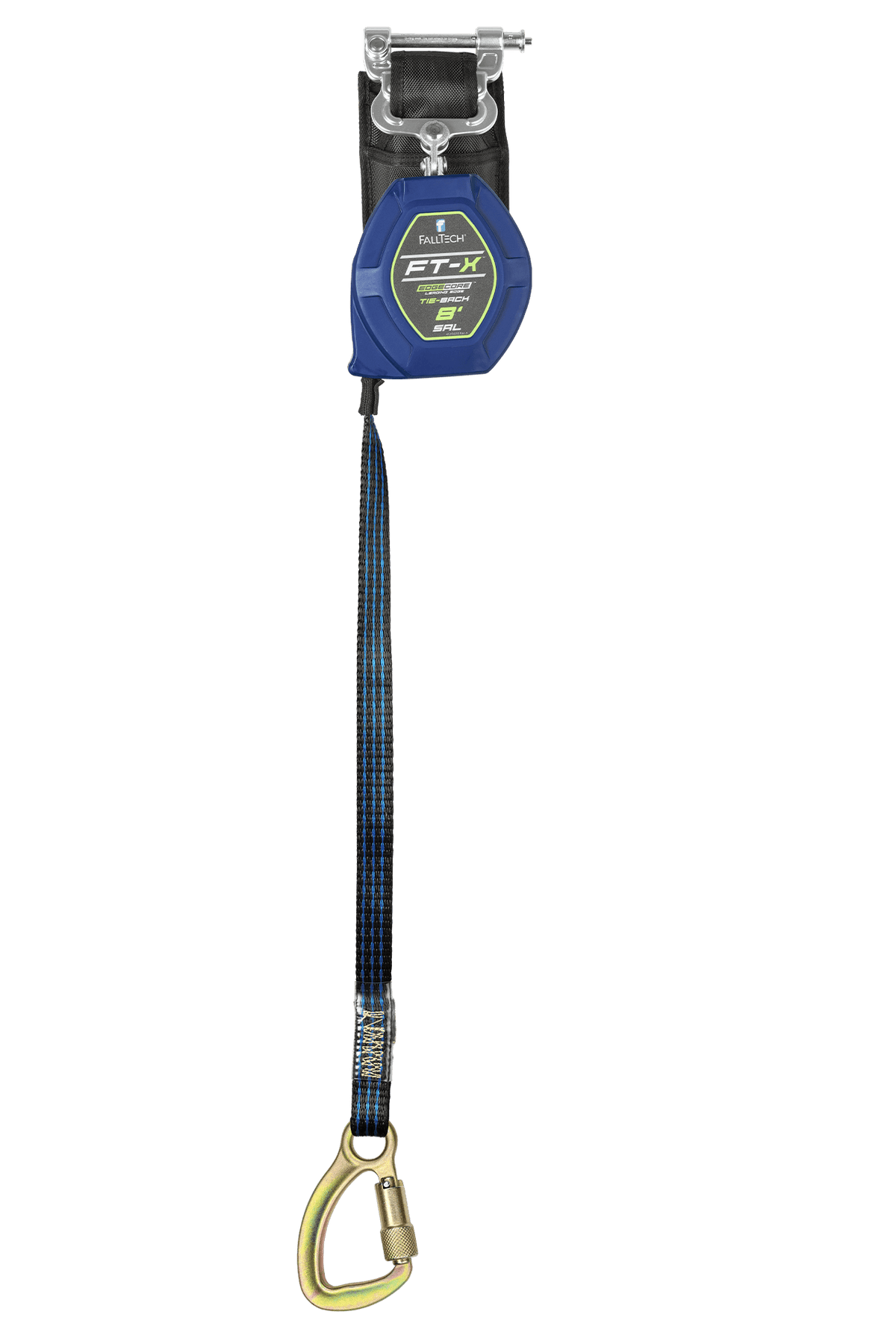FALLTECH 8' FT-X™ EDGECORE™ Tie-Back Class 2 Leading Edge Personal SRL-P, Single-Leg w/ Steel 5K Carabiner