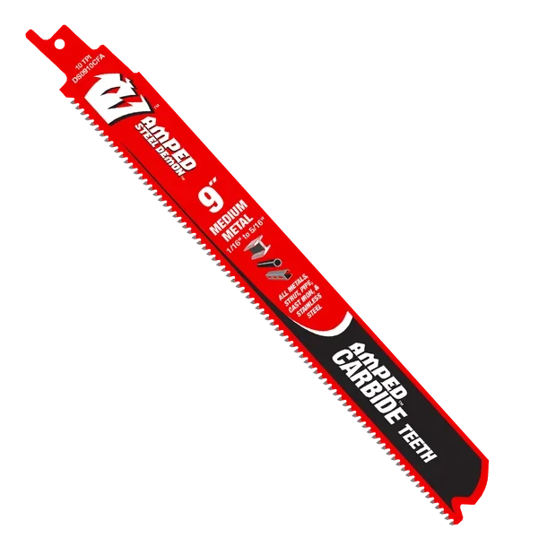 9" 10TPI AMPED™ Steel Demon™ Carbide Teeth Reciprocating Saw Blades for Medium Metal (3-Pack)