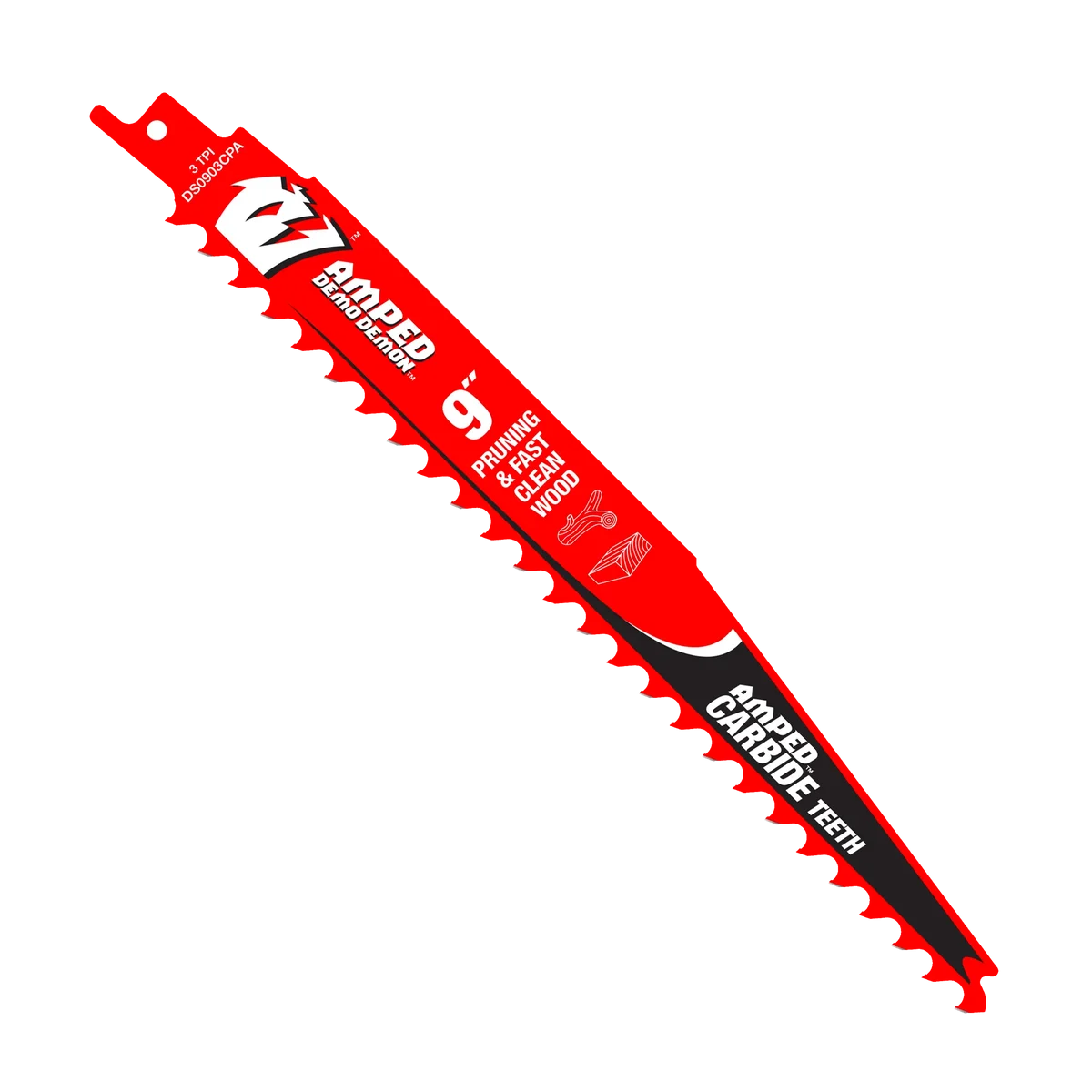 9" 3TPI AMPED™ Demo Demon™ Carbide Teeth Reciprocating Saw Blade for Pruning and Clean Wood