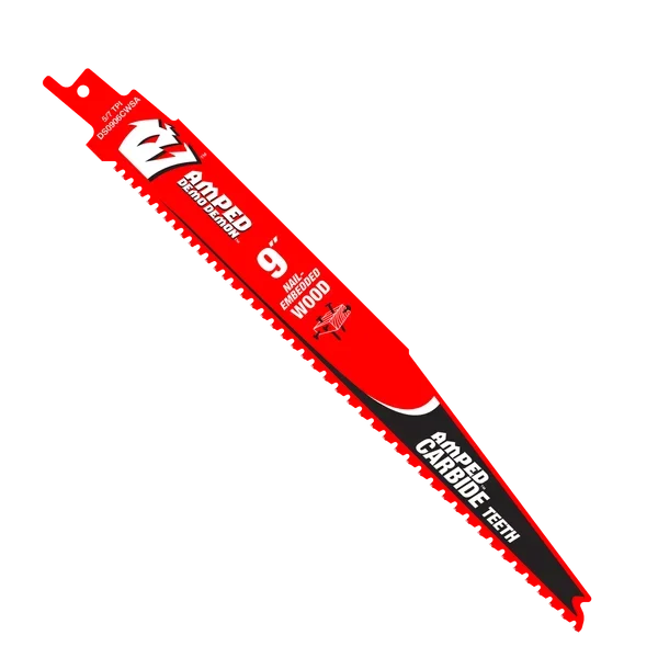 9" 5/7 TPI AMPED™ Demo Demon™ Carbide Teeth Reciprocating Saw Blade for Nail-Embedded Wood