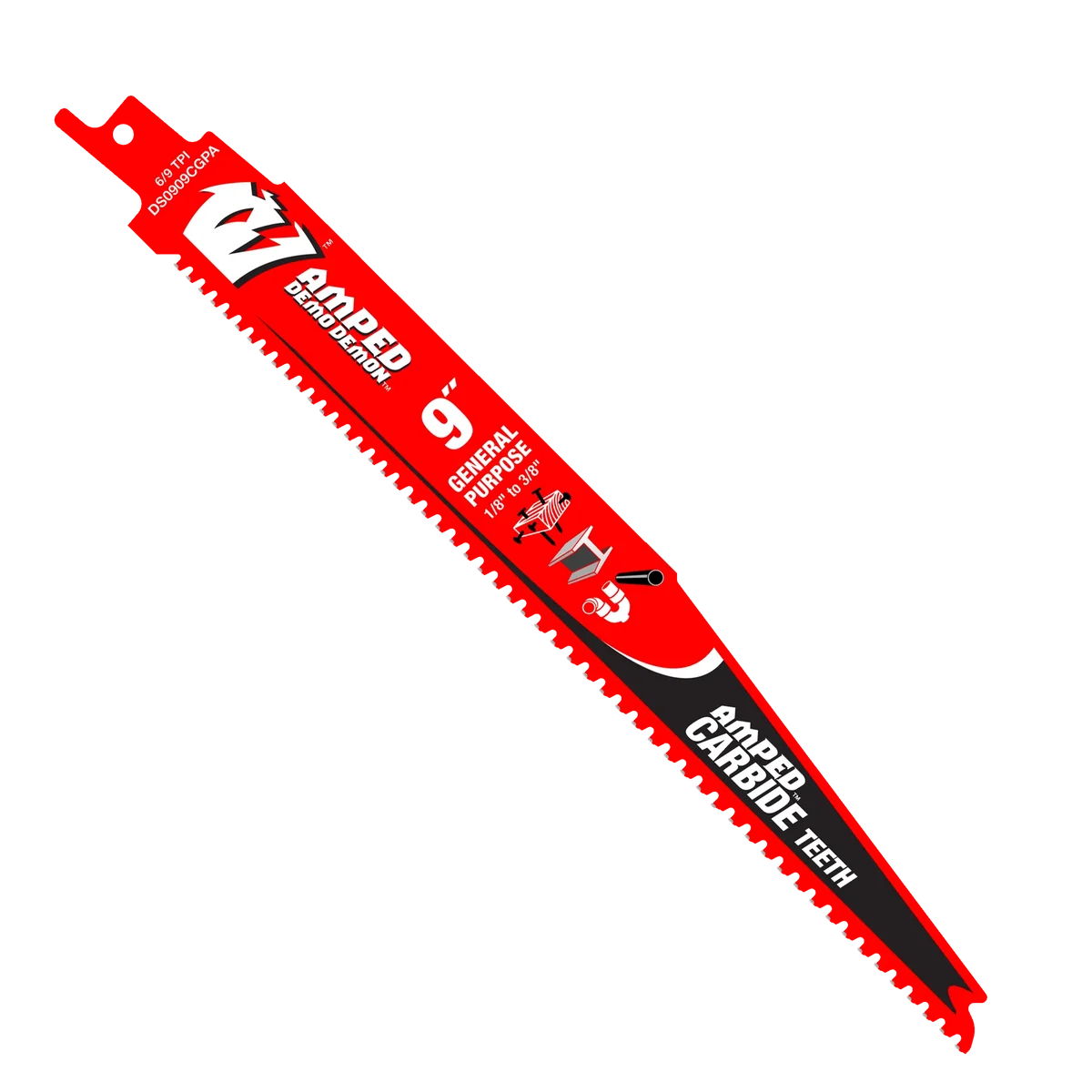 9" 6/9TPI AMPED™ Demo Demon™ Carbide Teeth Reciprocating Saw Blades for General Purpose Cuts (3-Pack)