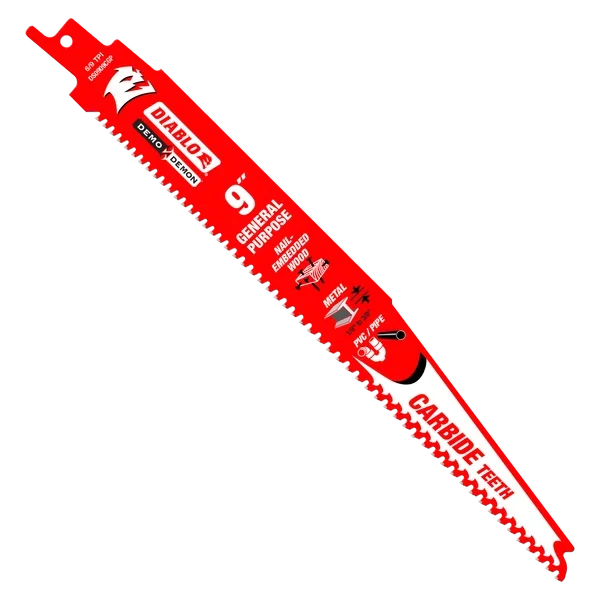 9" 6/9TPI Demo Demon™ Carbide Teeth Reciprocating Saw Blade for General Purpose Cuts