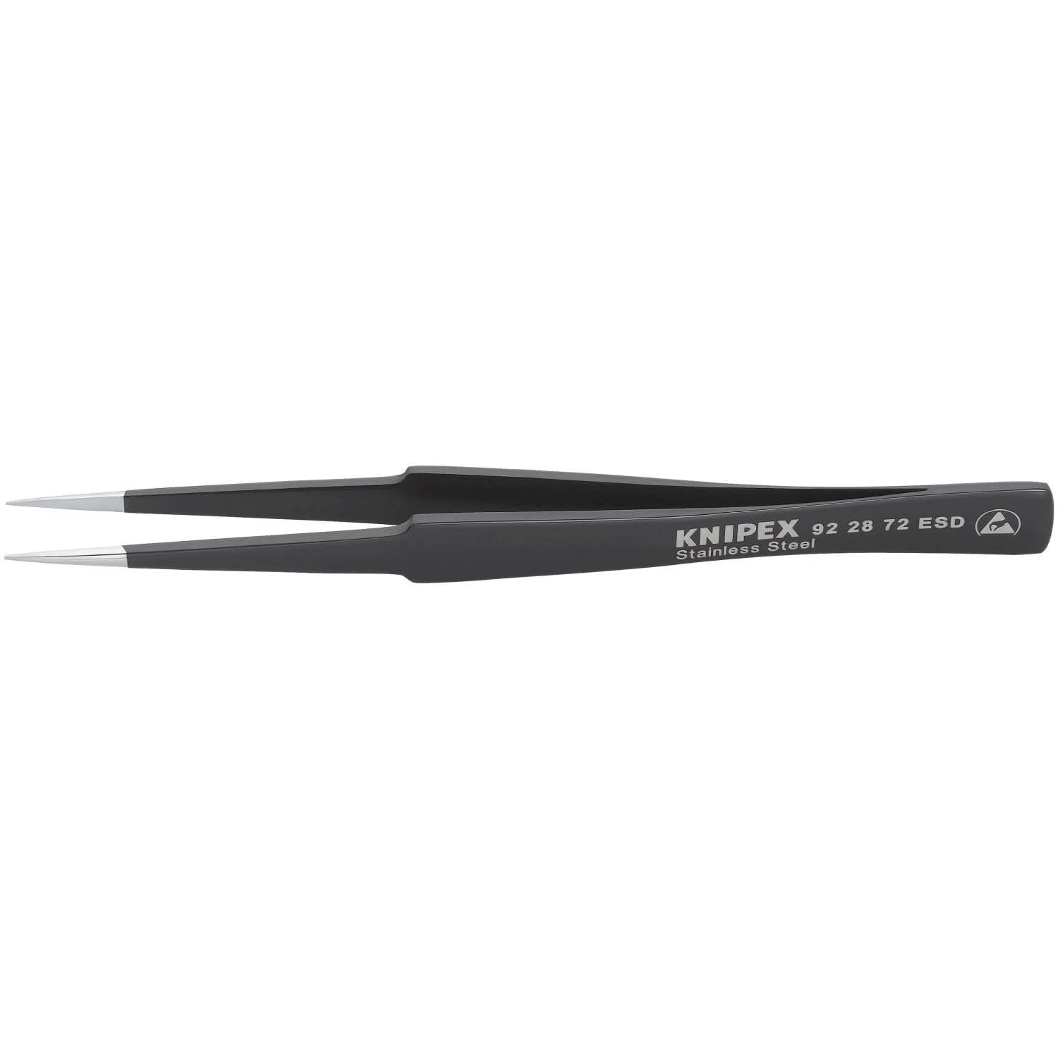 Knipex 92 28 72 ESD Stainless Steel Gripping Tweezers-Pointed Tips-ESD