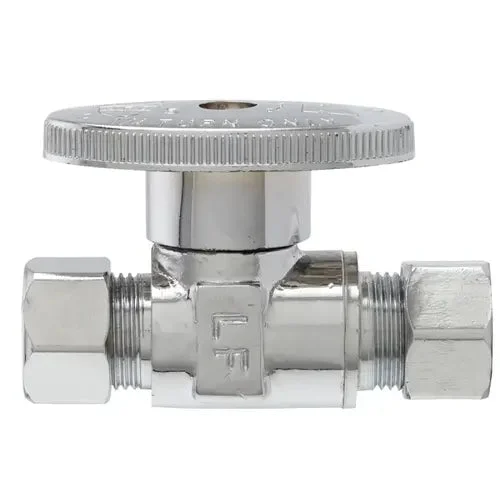 Plumb Pak PP2071LFC Shut-Off Valve, 3/8 x 3/8 in Connection, Compression, Brass Body Chrome