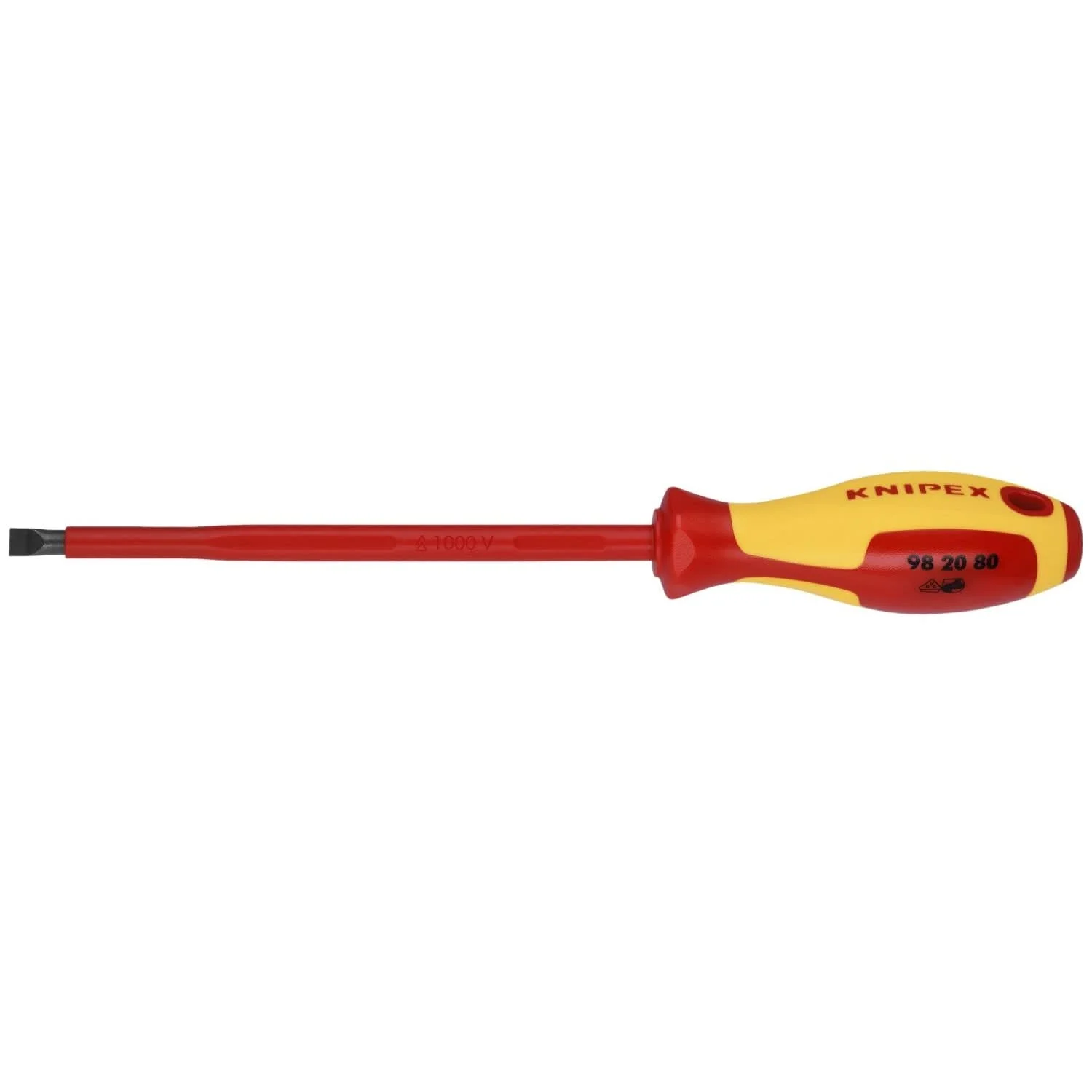 Knipex 98 20 80 Slotted Screwdriver, 7"-1000V Insulated, 5/16" tip