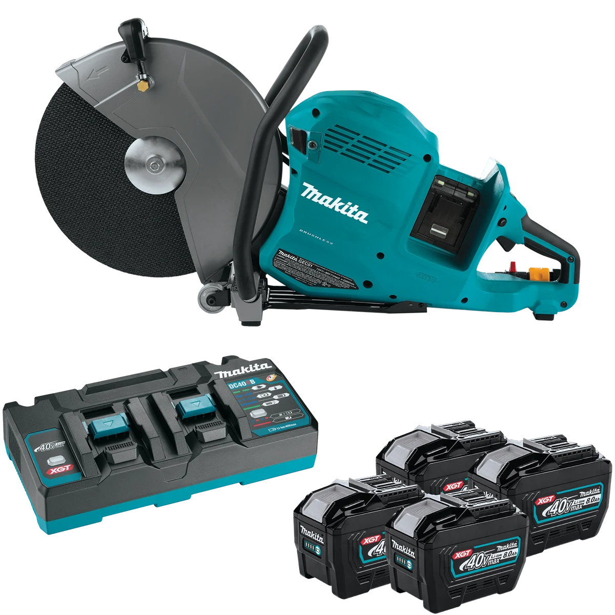 80V max (40V max X2) XGT® Brushless 14" Power Cutter Kit with 4 Batteries, AFT®, Electric Brake (8.0Ah)
