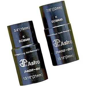 2 pc 1/2"dr. Double End Lug Nut Removal Twist Socket Set