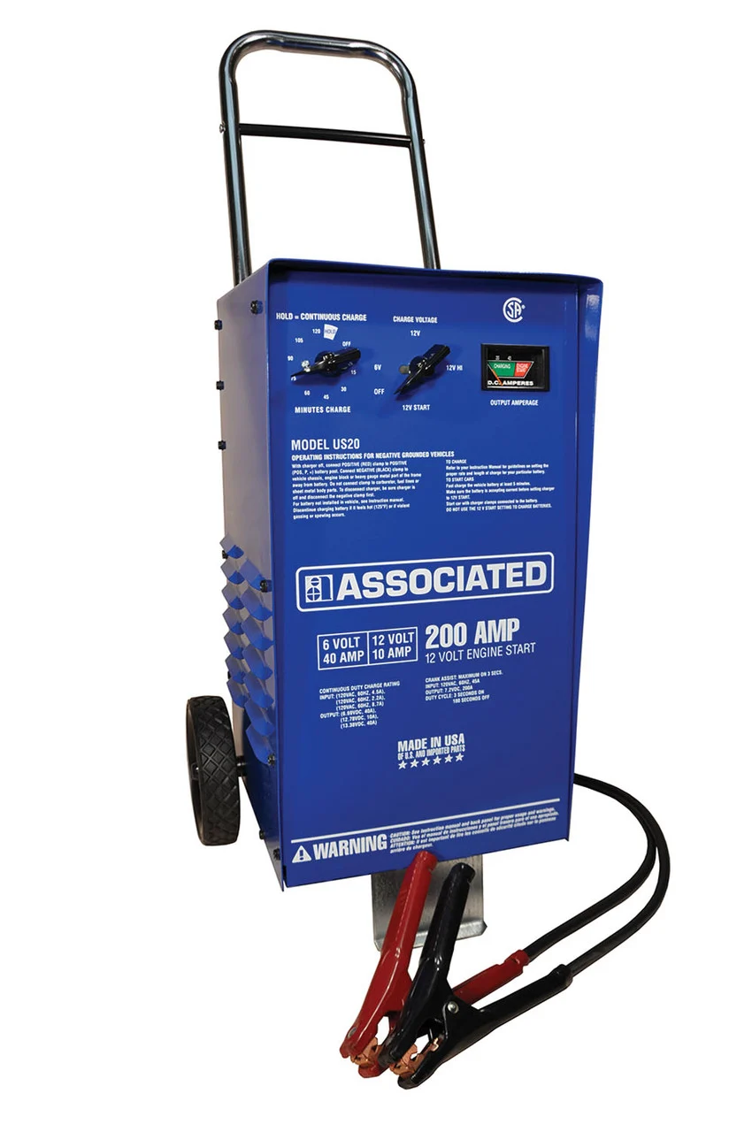 ASSOCIATED 6/12 V 200 AMP WHEELED CHARGER WITH TIMER