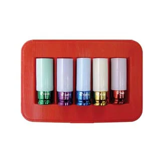 5pc. impact socket set - protective plastic sleeve & shallow broach