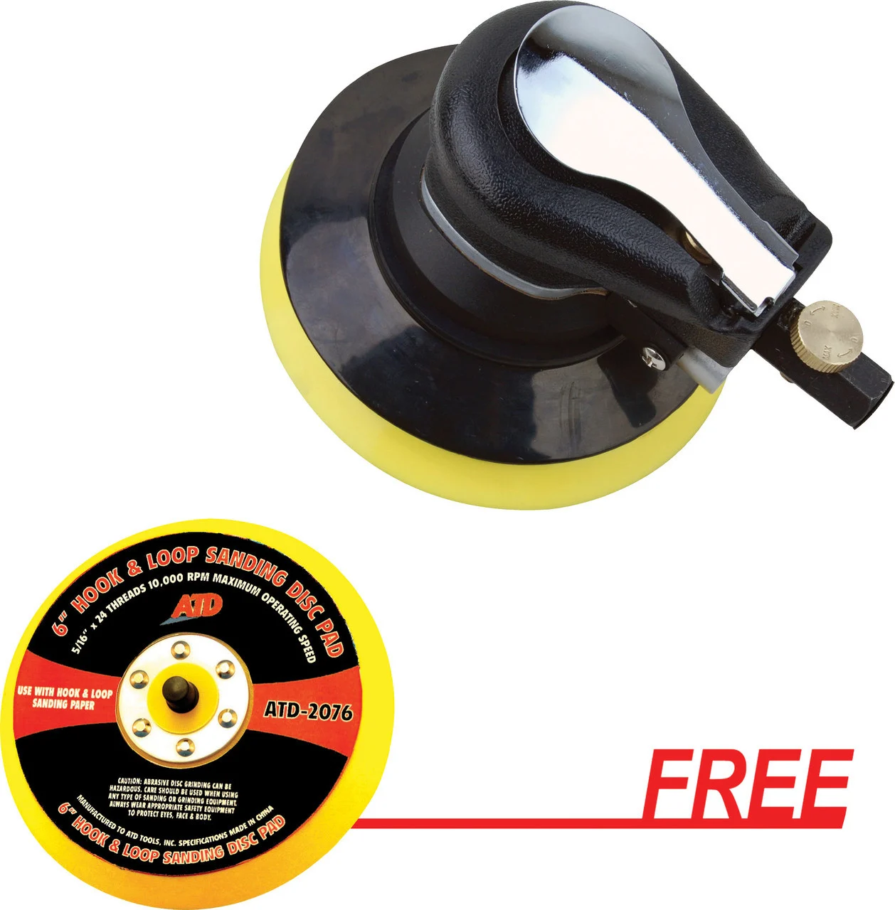 ATD Tools 6? Random Orbital Palm Sander with FREE 6" Quick Change Sanding Disc Pad ATD-2088F