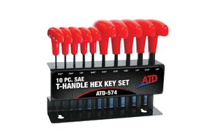 T-Handle Hex Key Set, SAE, 10pc ATD-574