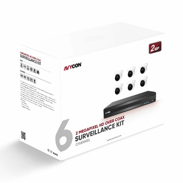AVYCON AVK-TE21E6-2T 2MP HD Over Coax Surveillance Kit with 6 Cameras