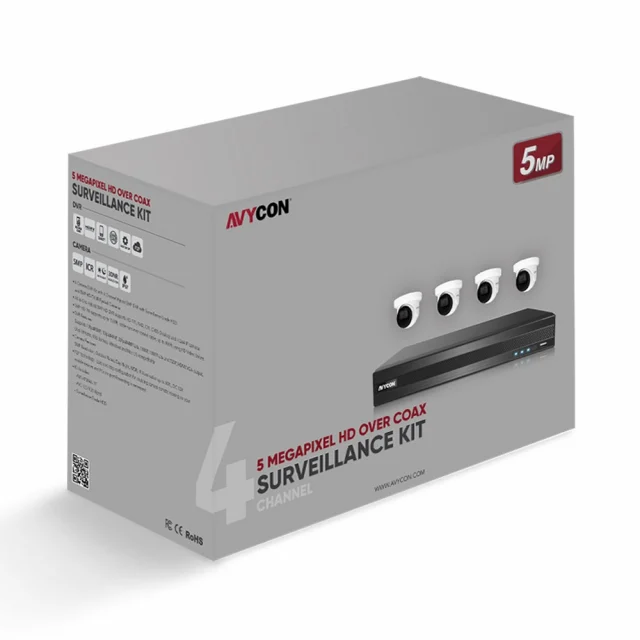 AVYCON AVK-TE51E4-1T 5MP HD Over Coax Surveillance Kit with 4 Cameras