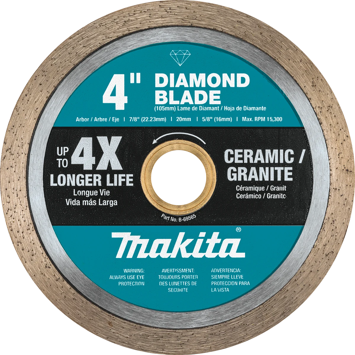 MAKITA 4" Diamond Blade, Continuous Rim, General Purpose