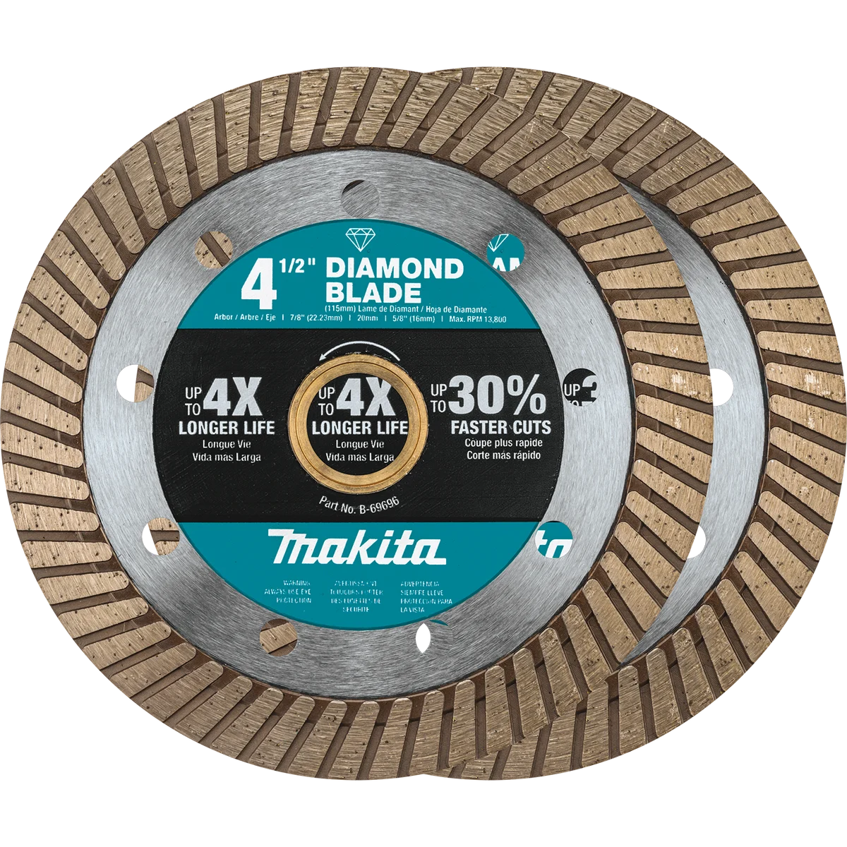 MAKITA 4‑1/2" Diamond Blade, Turbo, General Purpose (2 PACK)