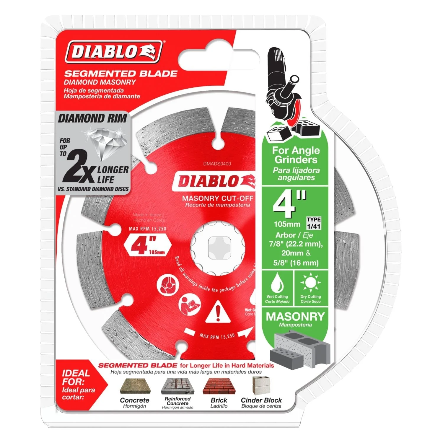 Diablo DMADS0400 4 Inch Diamond Segmented Cut-Off Discs for Masonry