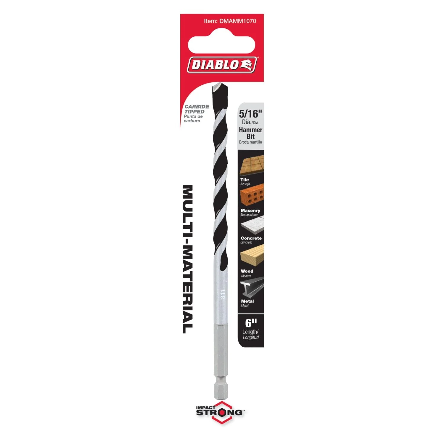 Diablo DMAMM1070 5/16 Inch x 4 Inch x 6 Inch Multi-Material Carbide Tipped Hammer Drill Bit