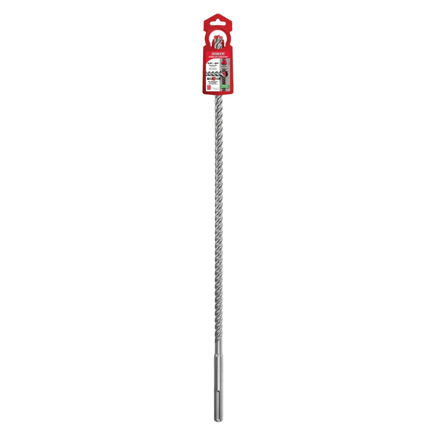 Diablo DMAMX1110 5/8 Inch x 24 Inch x 29 Inch Rebar Demon SDS-Max 4-Cutter Full Carbide Head Hammer Drill Bit