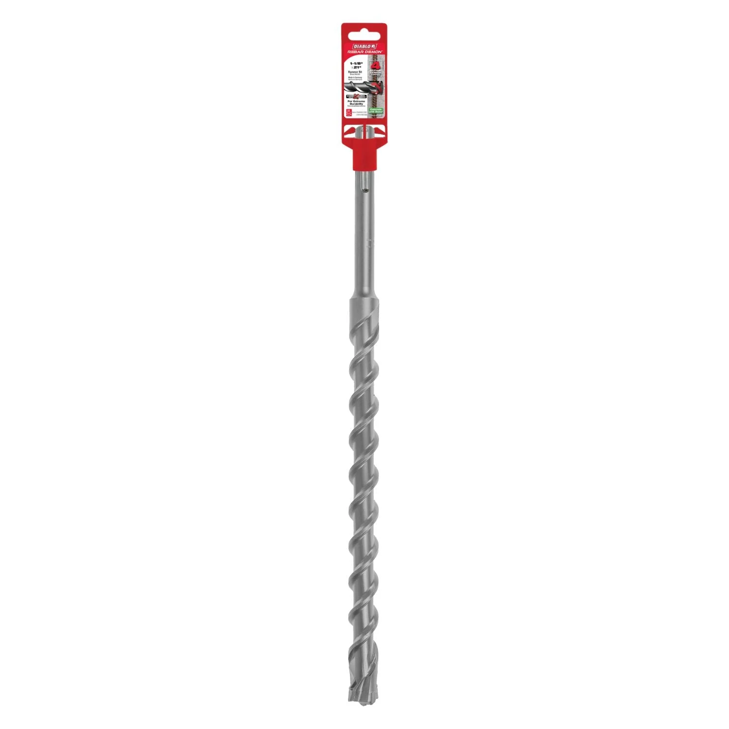 Diablo DMAMX1260 1-1/8 Inch x 16 Inch x 21 Inch Rebar Demon SDS-Max 4-Cutter Carbide-Tipped Hammer Drill Bit