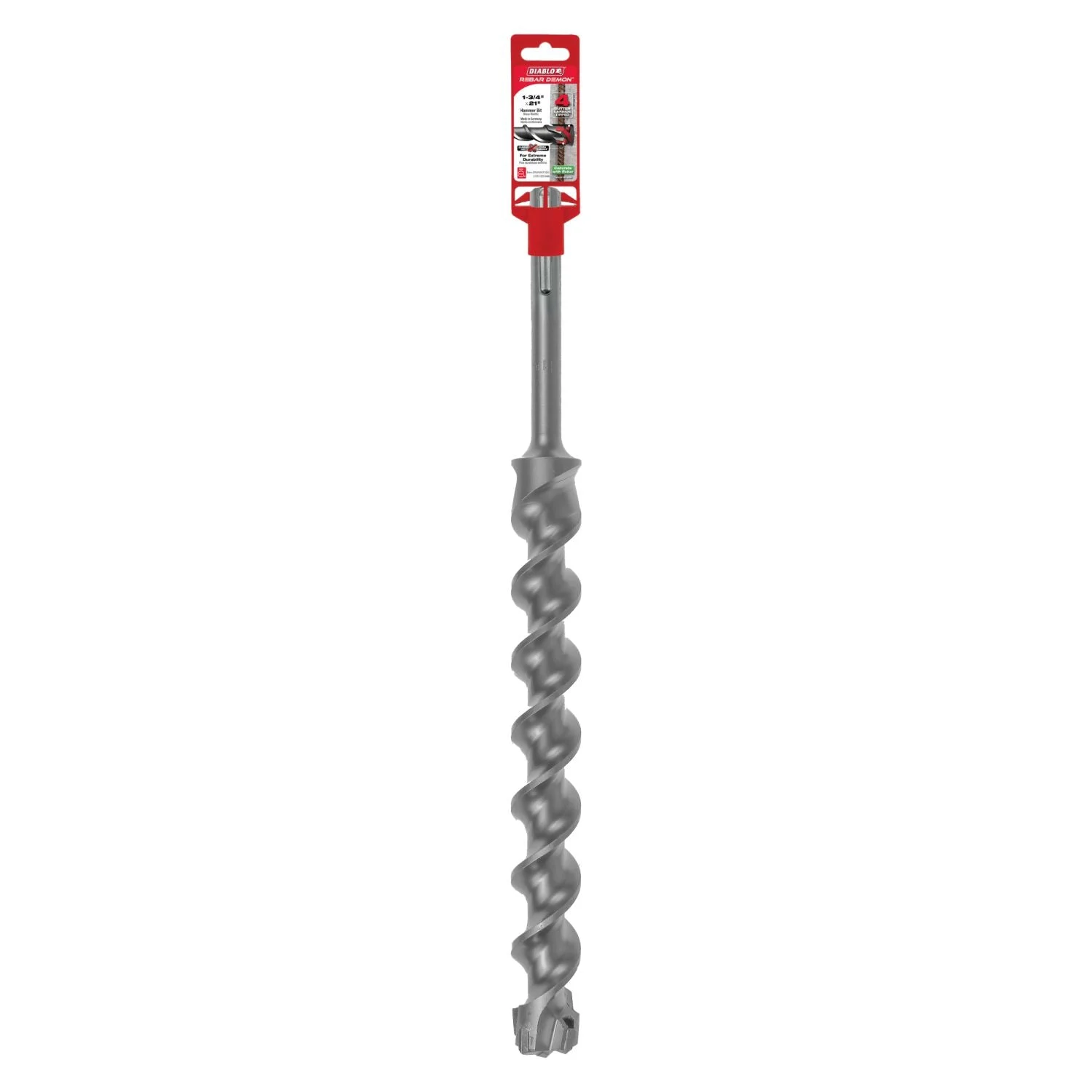 Diablo DMAMX1390 1-3/4 Inch x 16 Inch x 21 Inch Rebar Demon SDS-Max 4-Cutter Carbide-Tipped Hammer Drill Bit