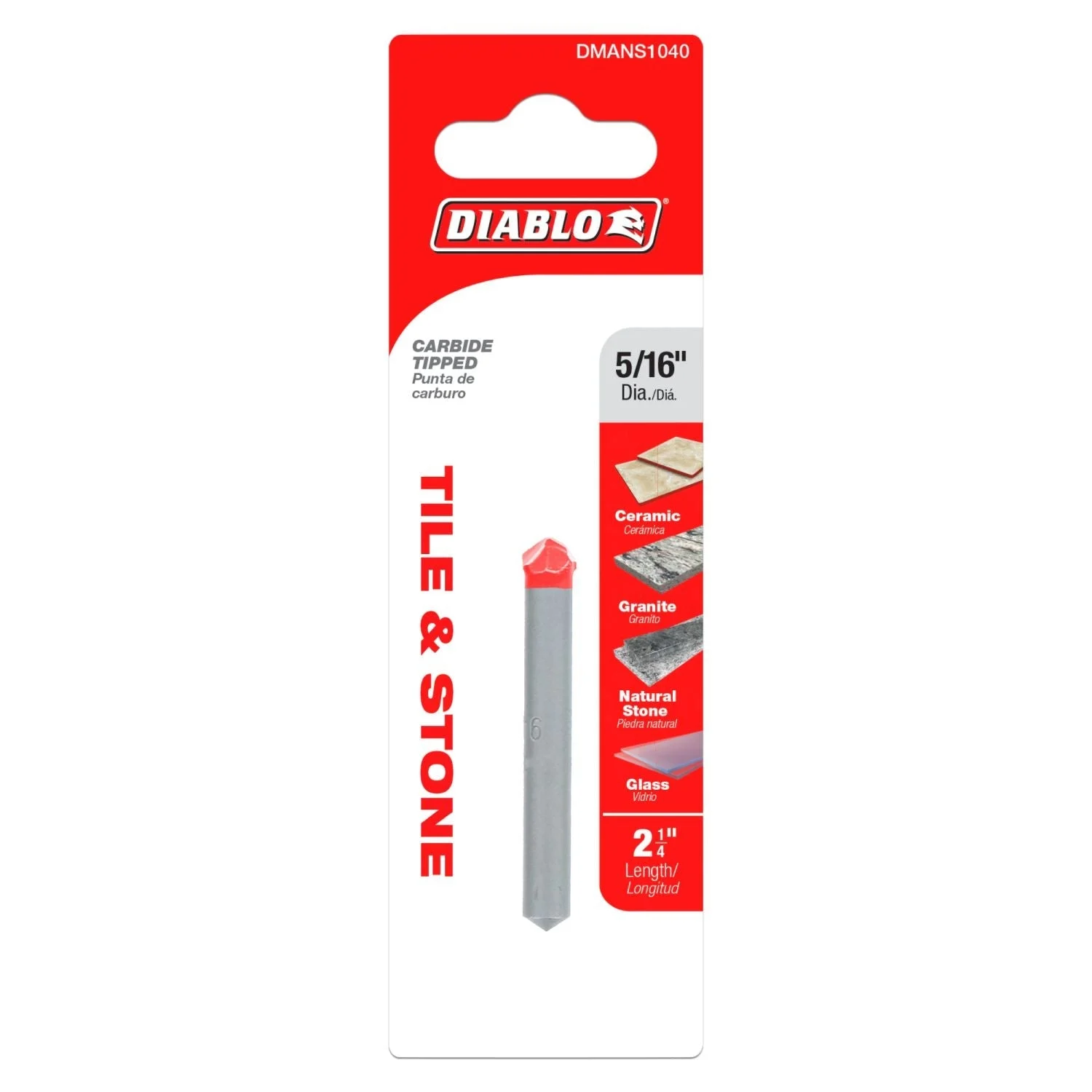 Diablo DMANS1040 5/16 Inch Tile & Stone Carbide Tipped Drill Bit